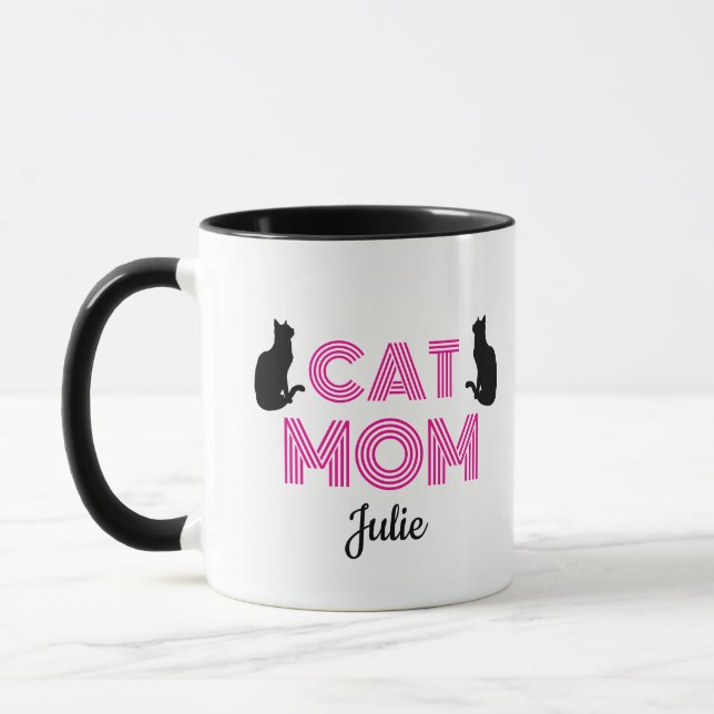 Caneca Personalizada de Gata Mãe com Silhuetas de  (Esquerda)