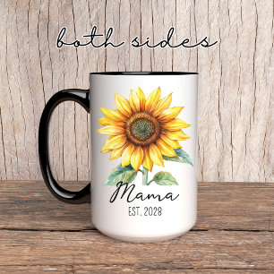 Caneca Personalizada de Girassol para Mamãe, Vovó 