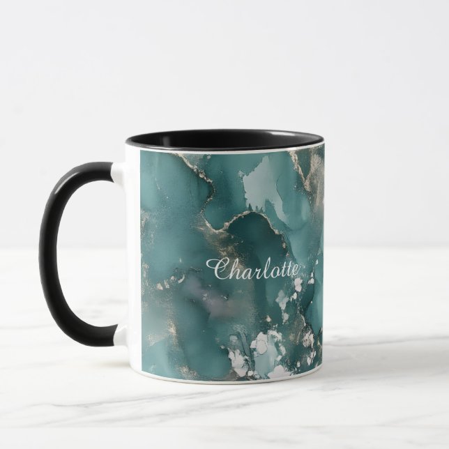 Caneca Personalizada de Luxo com Padrão de Mármore (Esquerda)