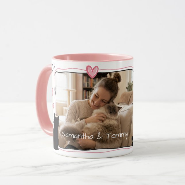 Caneca Personalizada de Mãe de Gato com Foto e Nom (Frente Esquerda)