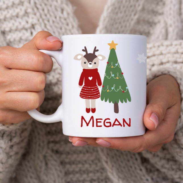 Caneca Personalizada de Natal da Criança (Cute Christmas mug, personalized kids mug, personalized christmas mug, mug with kids name, hot cocoa)