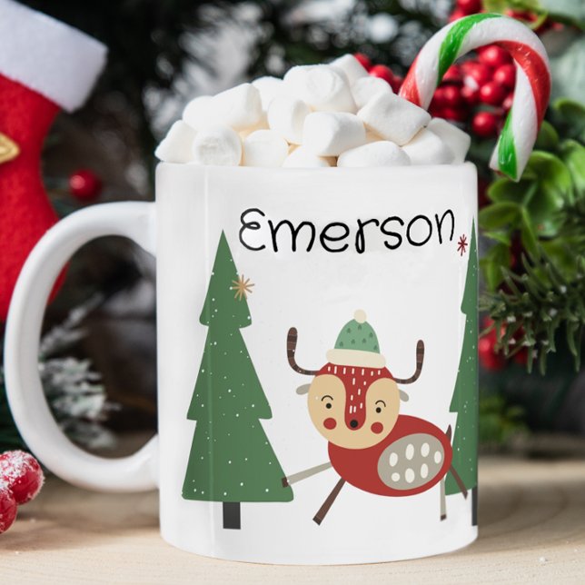 Caneca Personalizada de Natal da Criança (Cute Christmas mug, personalized kids mug, personalized christmas mug, mug with kids name, hot cocoa)