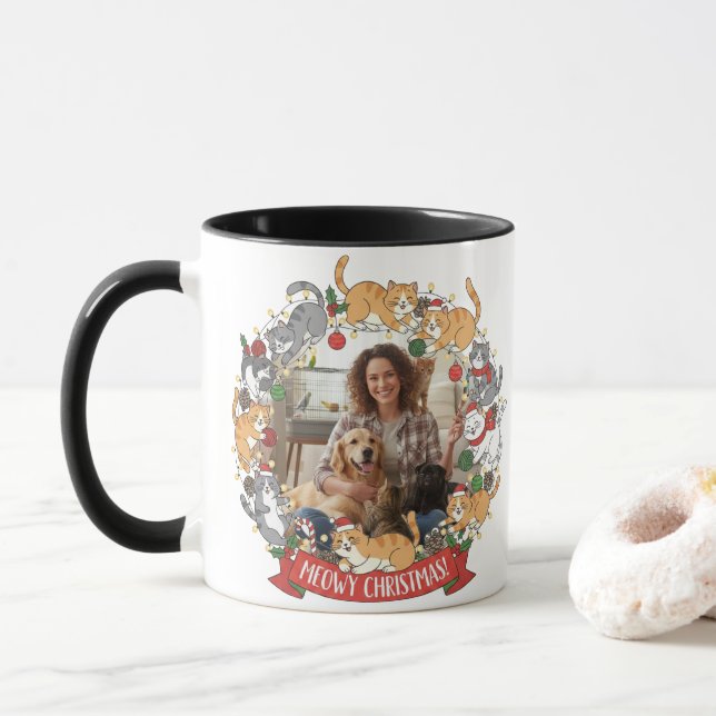 Caneca Personalizada de Natal para Animais de Esti (Com Donut)