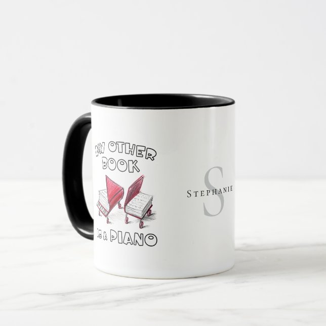 Caneca 📚 Personalizada de Piano do Livro do Monograma Mo (Frente Esquerda)