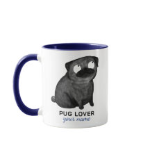 Caneca Personalizada de Pug, Nome e Frase Personal