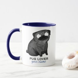Caneca Personalizada de Pug, Nome e Frase Personal