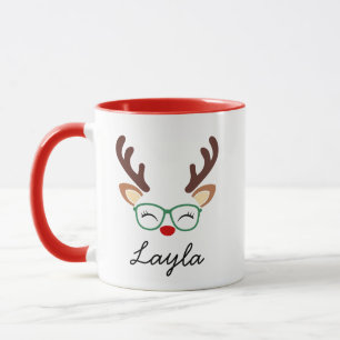 Caneca Personalizada de Renas de Natal Férias Di