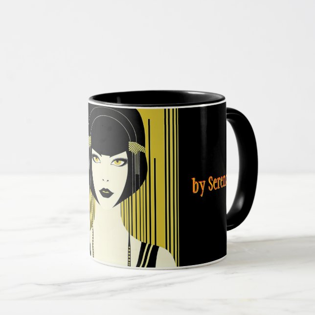 Caneca Personalizada de Tarot Art Deco Flapper Gir (Frente Esquerda)