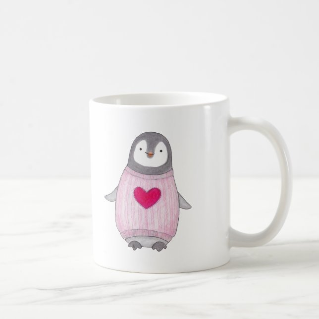 Caneca personalizada do coração do pinguim do (Direita)