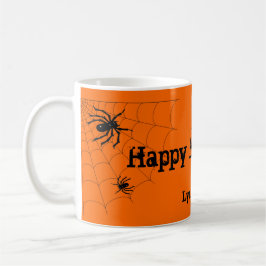 Caneca personalizada do Dia das Bruxas aranhas