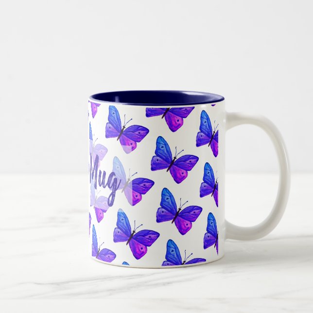 Caneca personalizada do Dois-Tom das borboletas (Direita)