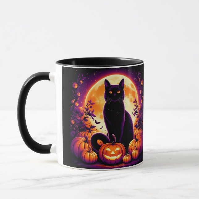 Caneca personalizada do Gato Preto com Lua Cheia d (Esquerda)