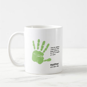 Caneca personalizada do handprint da criança com