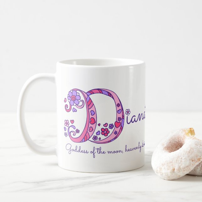 Caneca personalizada do monograma de Diana (Com Donut)