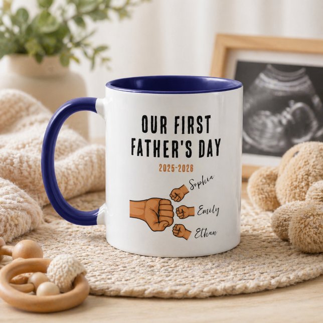 Caneca Personalizada do Nosso Primeiro Dia dos Pai (Personalized Our First Father’s Day Mug | New Dad)