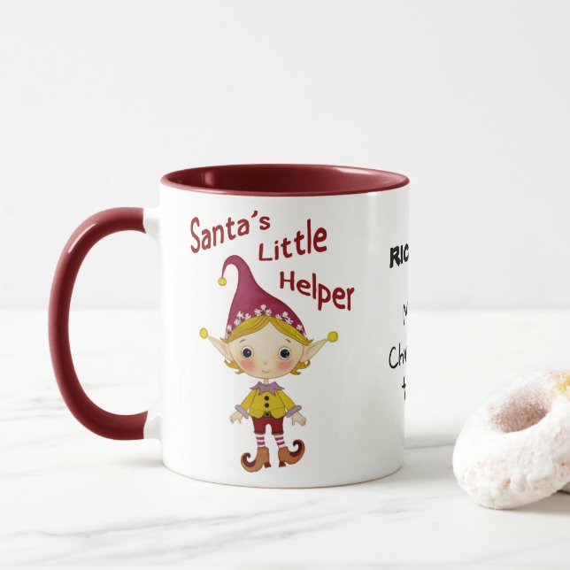 caneca personalizada do papai noel auxiliar (Com Donut)