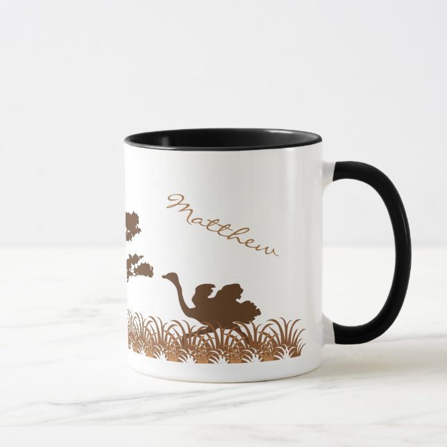Caneca personalizada do safari da avestruz (Direita)