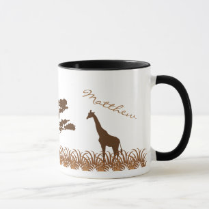 Caneca personalizada do safari do girafa