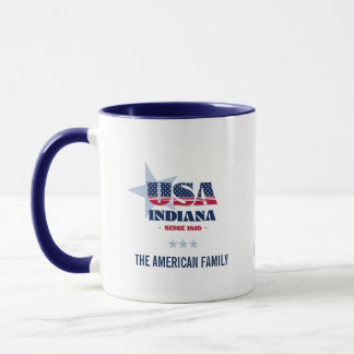 Caneca Personalizada Indiana EUA 1816 Estrela Azul