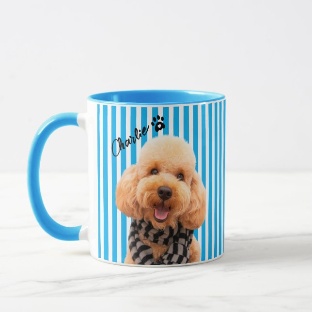 Caneca Personalizada Listrada para Pet com Foto e  (Esquerda)