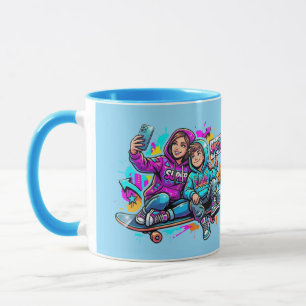 Caneca Personalizada Mãe e Filho Skater: Nome Pers