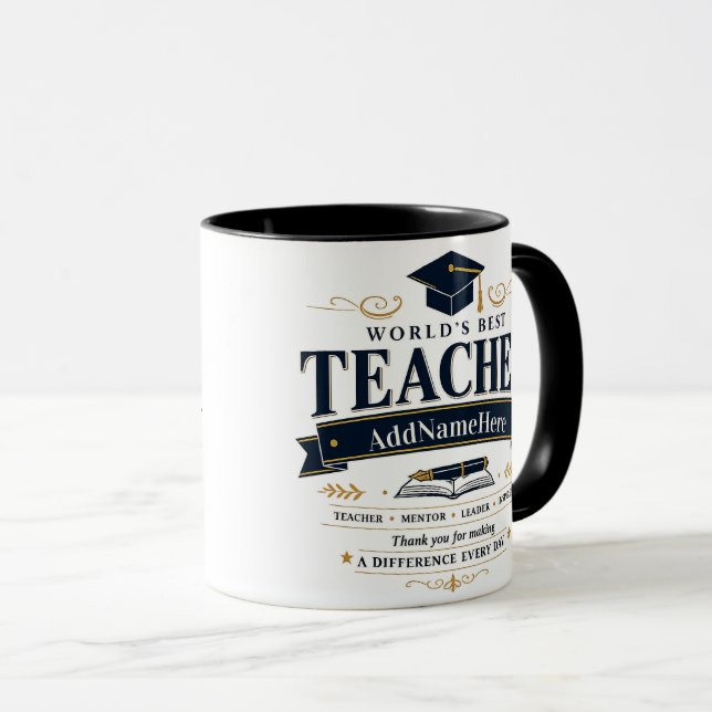 Caneca Personalizada Melhor Presente para Professo (Frente Esquerda)