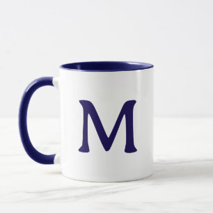 Caneca Personalizada Monograma Moderno Azul Marinh