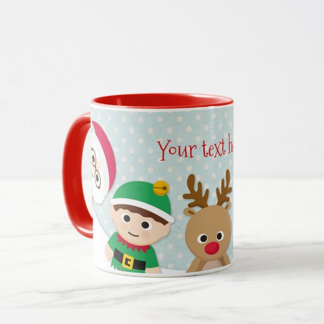 Caneca personalizada Natal, Papai Noel, duende (Frente Esquerda)