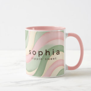 Caneca Personalizada Ondulada Pastel Estética - Ro