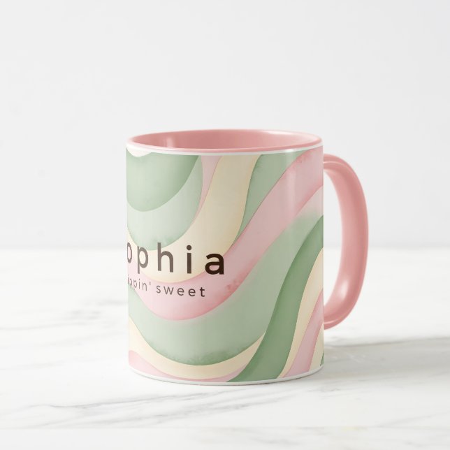 Caneca Personalizada Ondulada Pastel Estética - Ro (Frente Esquerda)