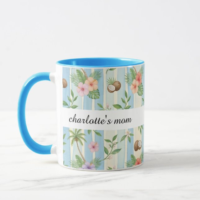 Caneca Personalizada para Mãe Tropical Floral Nome (Esquerda)