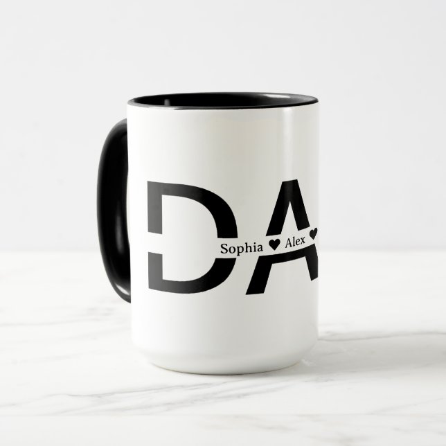 Caneca Personalizada para PAI com Nomes dos Filhos (Frente Esquerda)