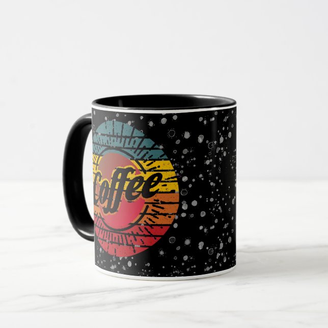 Caneca personalizada pôr do sol retrô (Frente Esquerda)