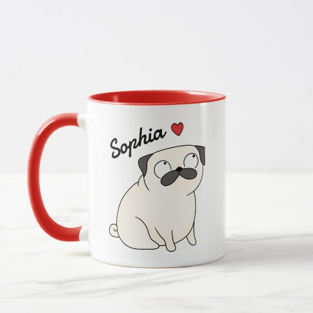 Caneca Personalizada Pug, copo personalizado pug c (Esquerda)