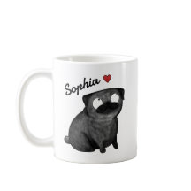 Caneca Personalizada Pug, Xícara Nome Personalizad
