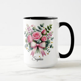 Caneca Personalizada Rosa Rosa Nome Presente Elega