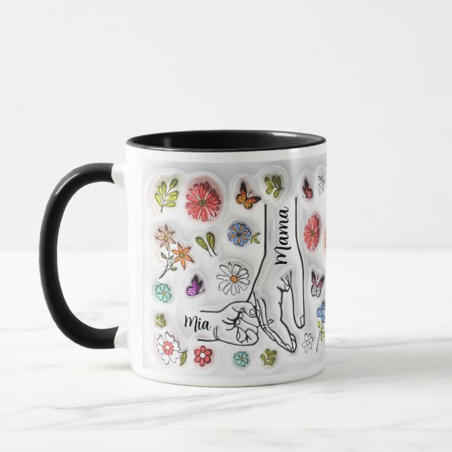 Caneca Personalizada segurando a mão da mãe - 1 filho (Esquerda)