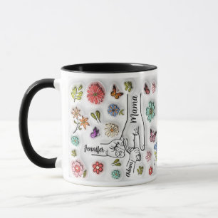Caneca Personalizada segurando a mão da mãe - 2 crianças