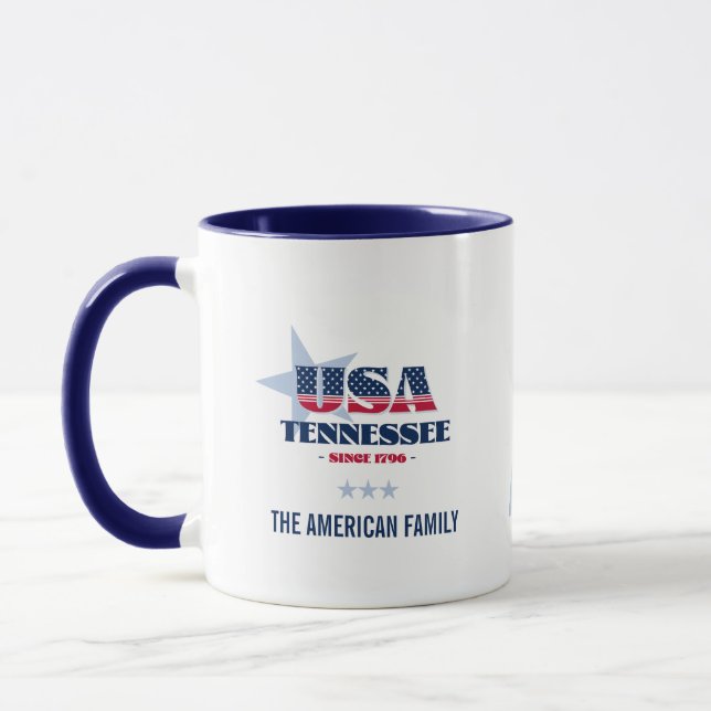 Caneca Personalizada Tennessee EUA 1796 Azul (Esquerda)