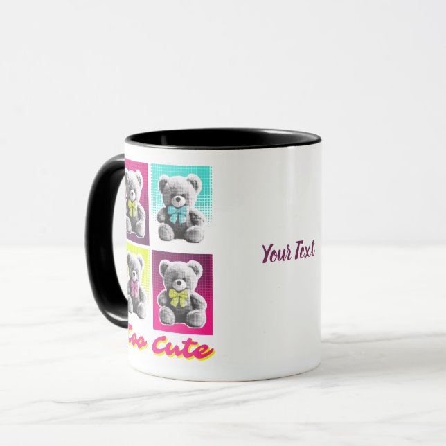 Caneca Personalizada Urso Bonito Também | Nome Per (Frente Esquerda)