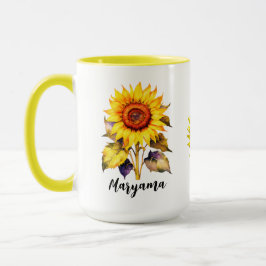 Caneca Personalizada Vintage Girassol Com Nome Fof