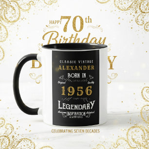 Caneca Personalizado 70º Aniversário Nascido em 1956 Vint