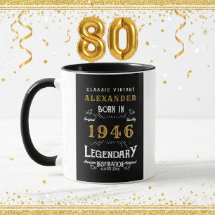 Caneca Personalizado 80º Aniversário Nascido em 1946 Vint