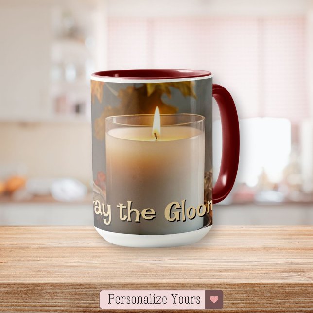 Caneca Personalizado, Afaste-se do Malvado Pensado no Out (Personalized Chase Away the Gloom Autumn-Themed Mug)