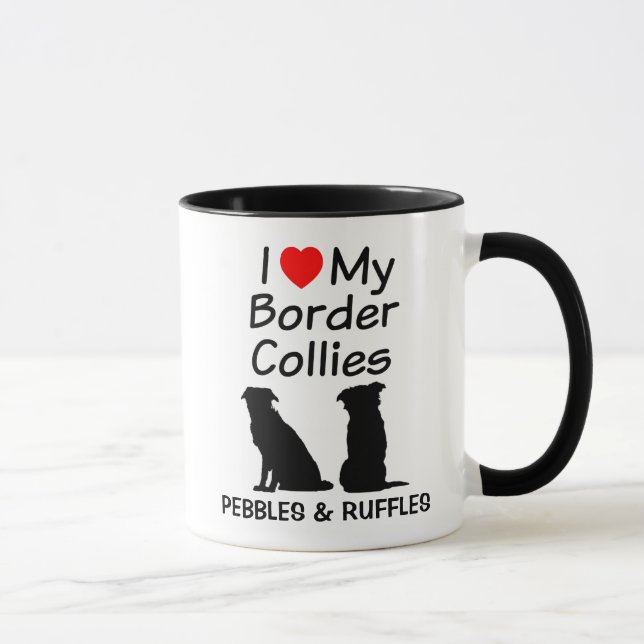 Caneca Personalizado Ame Os Meus Dois Cachorros De Collie (Direita)