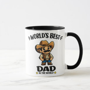 Caneca Personalizado Cartoon Cowboy Pai do Mundo