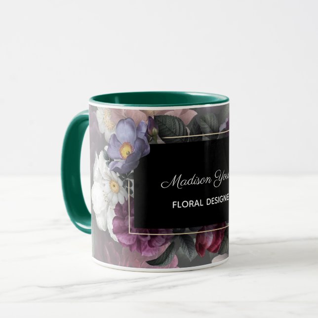 Caneca Personalizado do Designer Floral Elegante (Frente Esquerda)