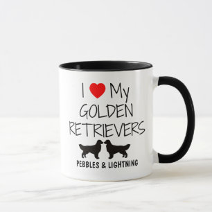 Caneca Personalizado Eu Amo Meus Dois Retrivers De Ouro