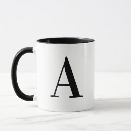 Caneca Personalizado Moderno Monograma Preto Letra A Pers