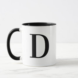 Caneca Personalizado Moderno Monograma Preto Letra D Pers